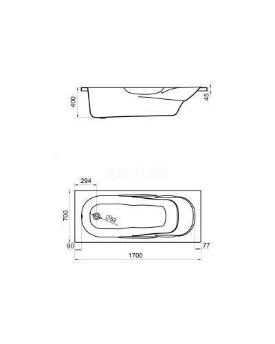 Акриловая ванна 170х70 см Santek Касабланка М 1.WH50.1.531
