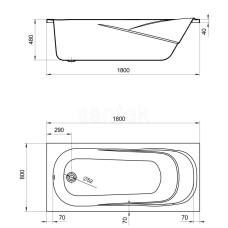 Акриловая ванна 180х80 см Santek Касабланка XL 1.WH30.2.482