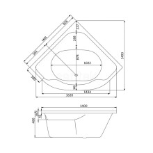Акриловая ванна 140х140 см Santek Мелвилл 1.WH30.2.402