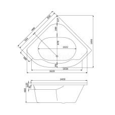 Акриловая ванна 140х140 см Santek Мелвилл 1.WH30.2.402