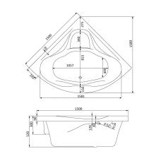 Акриловая ванна 150х150 см Santek Сан-Паулу 1.WH30.2.399
