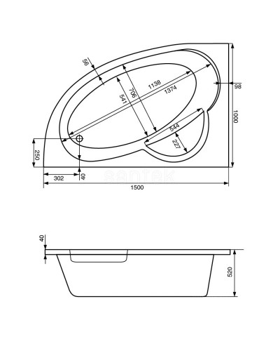 Акриловая ванна 150х100 см L Santek Шри-Ланка 1.WH30.2.394