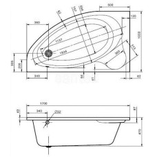 Акриловая ванна 170х100 см L Santek Эдера 1.WH50.1.662