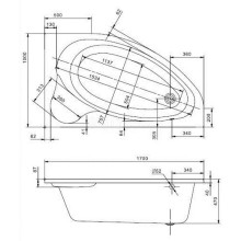 Акриловая ванна 170х100 см R Santek Эдера 1.WH50.1.663