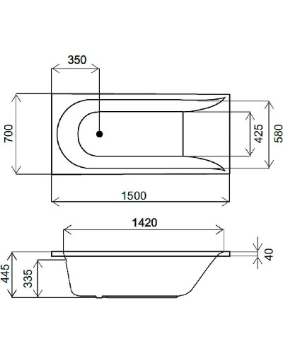 Акриловая ванна AM.PM Spirit 150x70 без гидромассажа