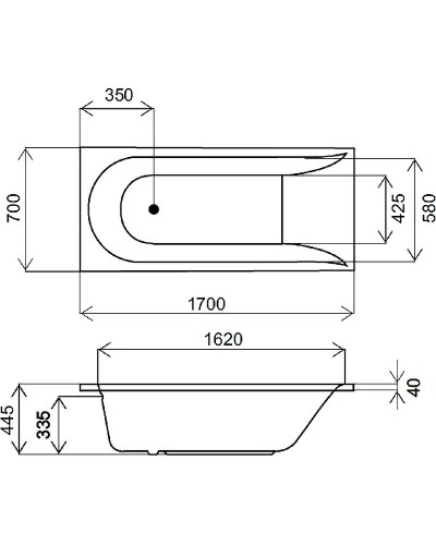 Акриловая ванна AM.PM Spirit 170x70 без гидромассажа