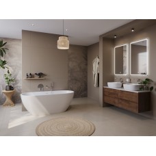 Отдельностоящая, овальная акриловая ванна UNO в комплекте со сливом-переливом BelBagno BB701-1400-720-K