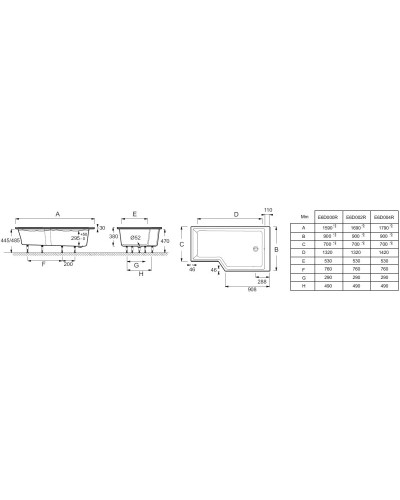 Акриловая ванна 169х90 см Jacob Delafon Bain-Douche Neo E6D002R-00