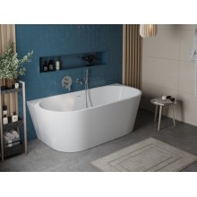 Пристенная, полукруглая акриловая ванна в комплекте со сливом-переливом BelBagno BB710-1400-750