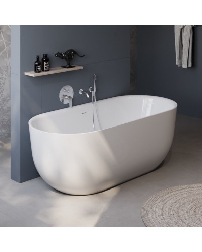 Отдельностоящая, овальная акриловая ванна в комплекте со сливом-переливом BelBagno BB706-1800-800