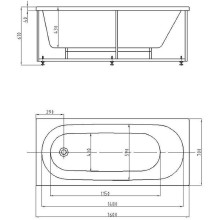 Акриловая ванна Aquatek Оберон 160х70 OBR160-0000039 без гидромассажа без панелей с каркасом (разборный) со слив-переливом