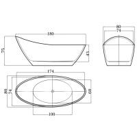 Акриловая ванна 180х80 см Esbano London