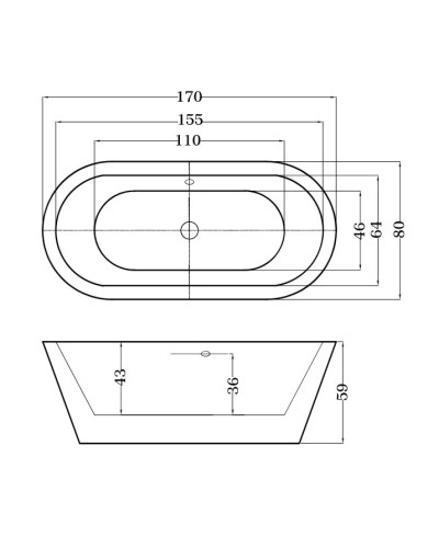 Акриловая ванна 170х80 см Esbano Berlin