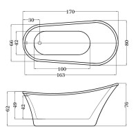 Акриловая ванна 170х80 см Esbano Dublin
