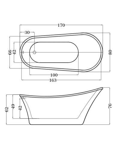 Акриловая ванна 170х80 см Esbano Dublin
