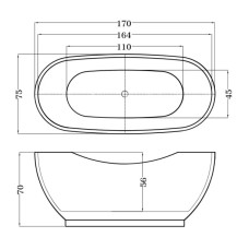Акриловая ванна 170х75 см Esbano Madrid