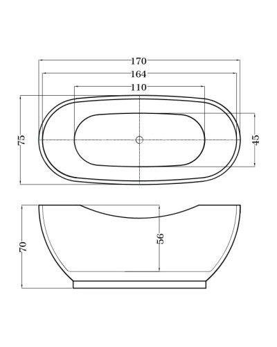 Акриловая ванна 170х75 см Esbano Madrid