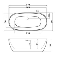 Акриловая ванна 170х80 см Esbano Rome