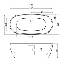 Акриловая ванна 170х80 см Esbano Rome