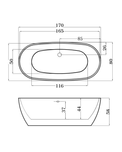 Акриловая ванна 170х80 см Esbano Rome