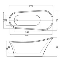 Акриловая ванна 170х78 см Esbano Prague