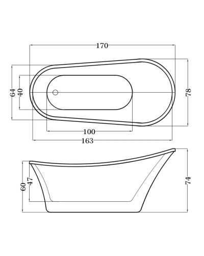 Акриловая ванна 170х78 см Esbano Prague