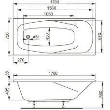 Акриловая ванна 170х75 см Vagnerplast Aronia VPBA170ARN2X-04