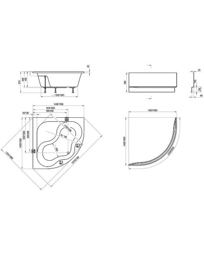 Акриловая ванна Ravak Gentiana 140х140 CF01000000 без гидромассажа