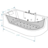 Акриловая гидромассажная ванна 170х80 см Grossman GR-17000L