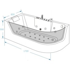 Акриловая гидромассажная ванна 170х80 см Grossman GR-17000L