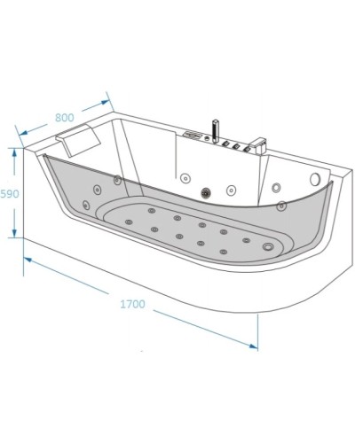 Акриловая гидромассажная ванна 170х80 см Grossman GR-17000L