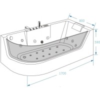 Акриловая гидромассажная ванна 170х80 см Grossman GR-17000R