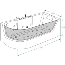 Акриловая гидромассажная ванна 170х80 см Grossman GR-17000R