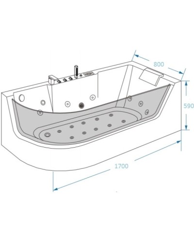 Акриловая гидромассажная ванна 170х80 см Grossman GR-17000R