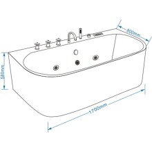 Акриловая гидромассажная ванна 170х80 см Grossman GR-17075-2317080