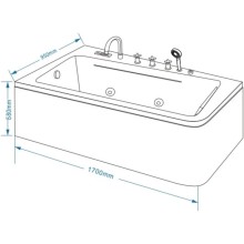 Акриловая гидромассажная ванна 170х95 см Grossman GR-17095L