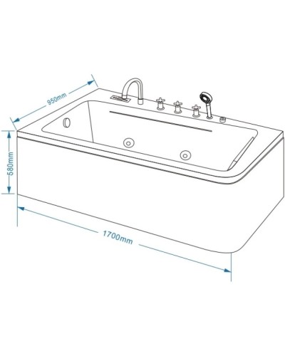 Акриловая гидромассажная ванна 170х95 см Grossman GR-17095L