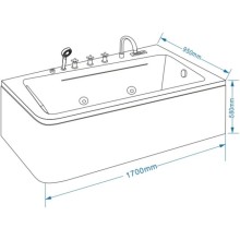Акриловая гидромассажная ванна 170х95 см Grossman GR-17095R