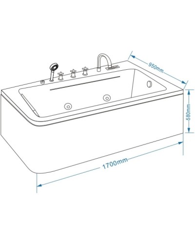 Акриловая гидромассажная ванна 170х95 см Grossman GR-17095R