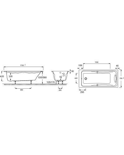 Акриловая ванна Jacob Delafon Odeon Up 170x70 E6080RU-00 без гидромассажа
