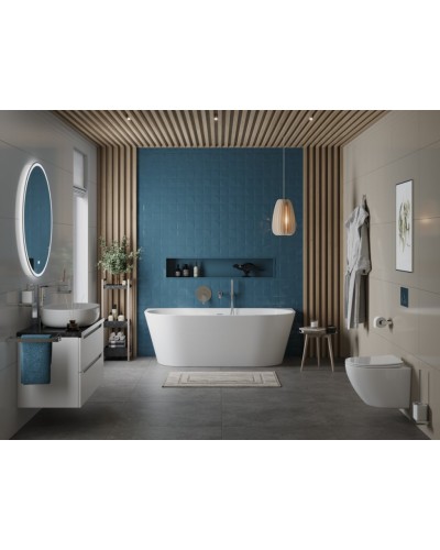 Пристенная, полукруглая акриловая ванна в комплекте со сливом-переливом BelBagno BB710-1700-800