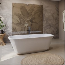 Отдельностоящая, прямоугольная акриловая ванна DUE в комплекте со сливом-переливом BelBagno BB702-1700-800-K