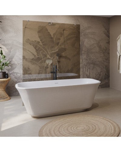 Отдельностоящая, прямоугольная акриловая ванна DUE в комплекте со сливом-переливом BelBagno BB702-1700-800-K