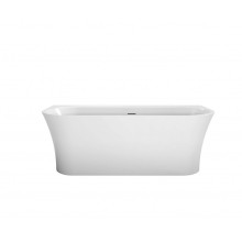 Пристенная, полукруглая акриловая ванна в комплекте со сливом-переливом BelBagno BB711-1700-750