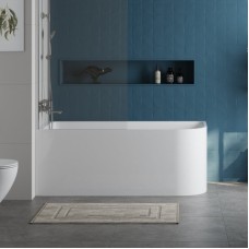 Пристенная, прямоугольная акриловая ванна в комплекте со сливом-переливом BelBagno BB712-1500-730-L левосторонняя