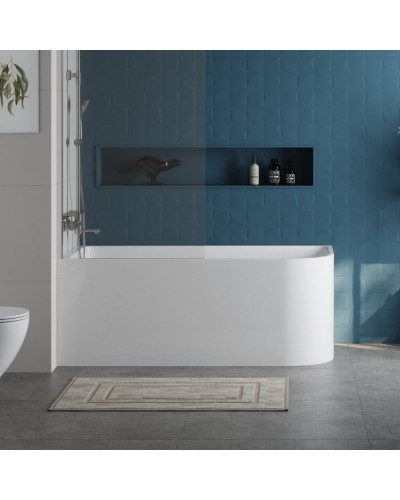 Пристенная, прямоугольная акриловая ванна в комплекте со сливом-переливом BelBagno BB712-1500-730-L левосторонняя