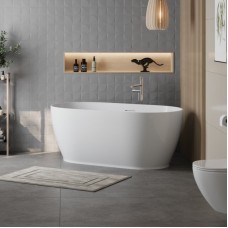 Отдельностоящая овальная акриловая ванна в комплекте со сливом-переливом BelBagno BB413-1500-800