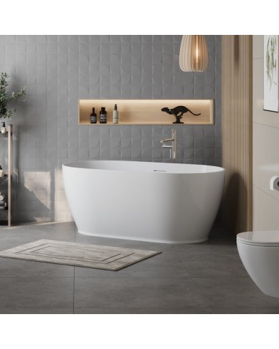 Отдельностоящая овальная акриловая ванна в комплекте со сливом-переливом BelBagno BB413-1500-800