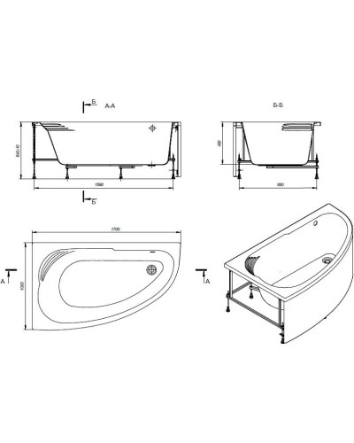 Акриловая ванна 170х100 см L Roca Merida ZRU9302992