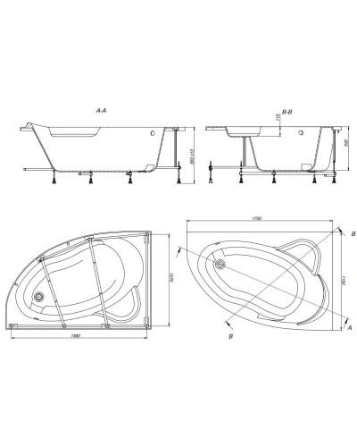 Акриловая ванна 170х115 см R Roca Luna 248641000